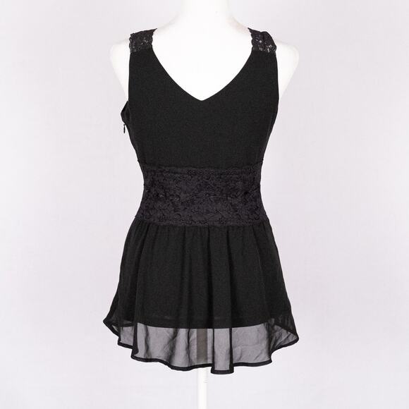 Y2K ESPRIT Black Babydoll Top Size 6 Lace Dark Fairy Whimsigoth Sheer Romantic - Picture 5 of 7